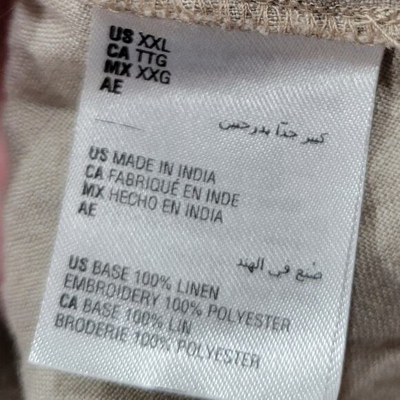 Charter Club Luxery Linen Tie Front Button Up Shirt Size XXL - Picture 6 of 9